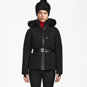 NWT RUDSAK alaia ski puffer down sleek cold snow Women's Black Belted Jacket